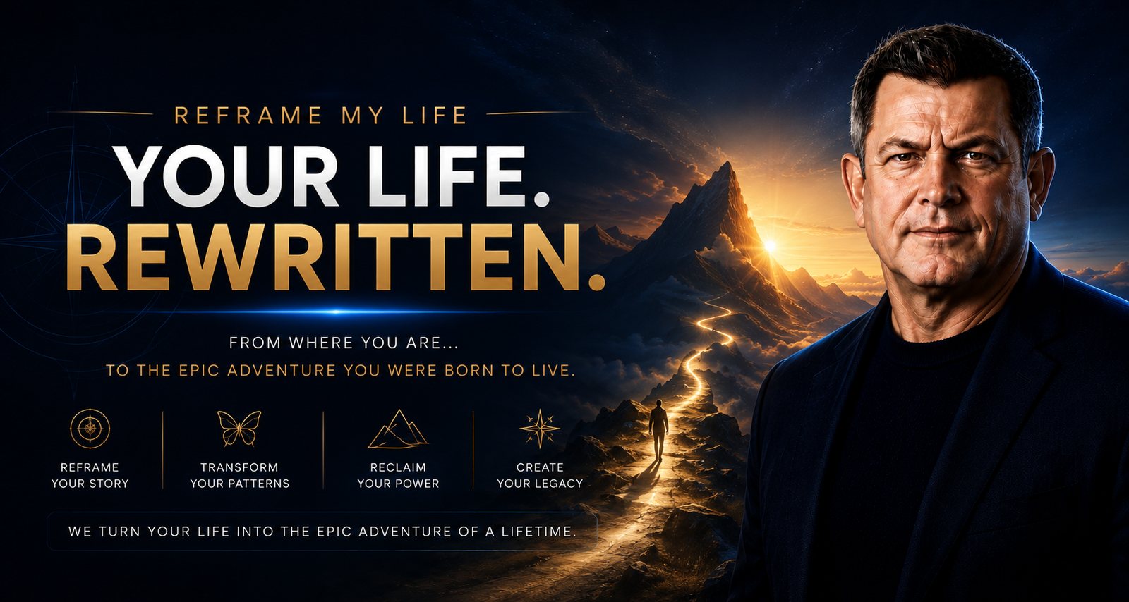Reframe My Life — Your Life. Rewritten. From where you are, to the epic adventure you were born to live.